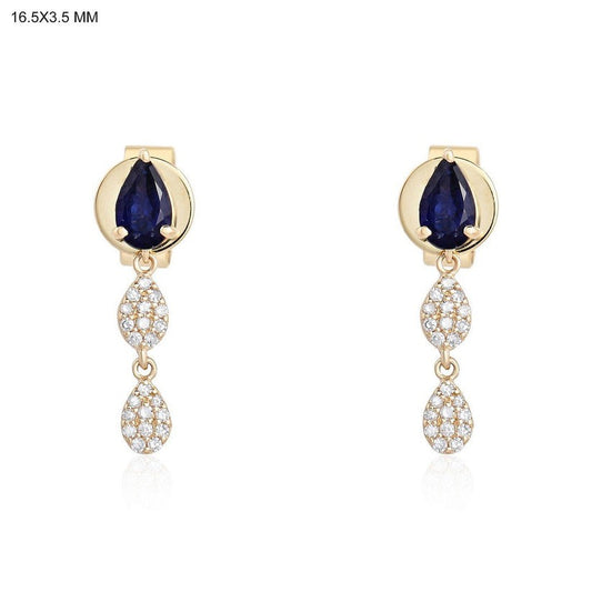 Midnight Drop Sapphire Earrings in 14K Yellow Gold