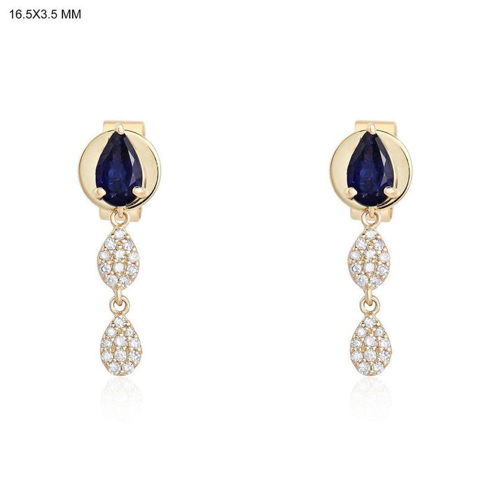 Midnight Drop Sapphire Earrings in 14K Yellow Gold