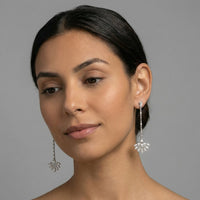 Round Baguette Diamonds Earrings in 18K White Gold