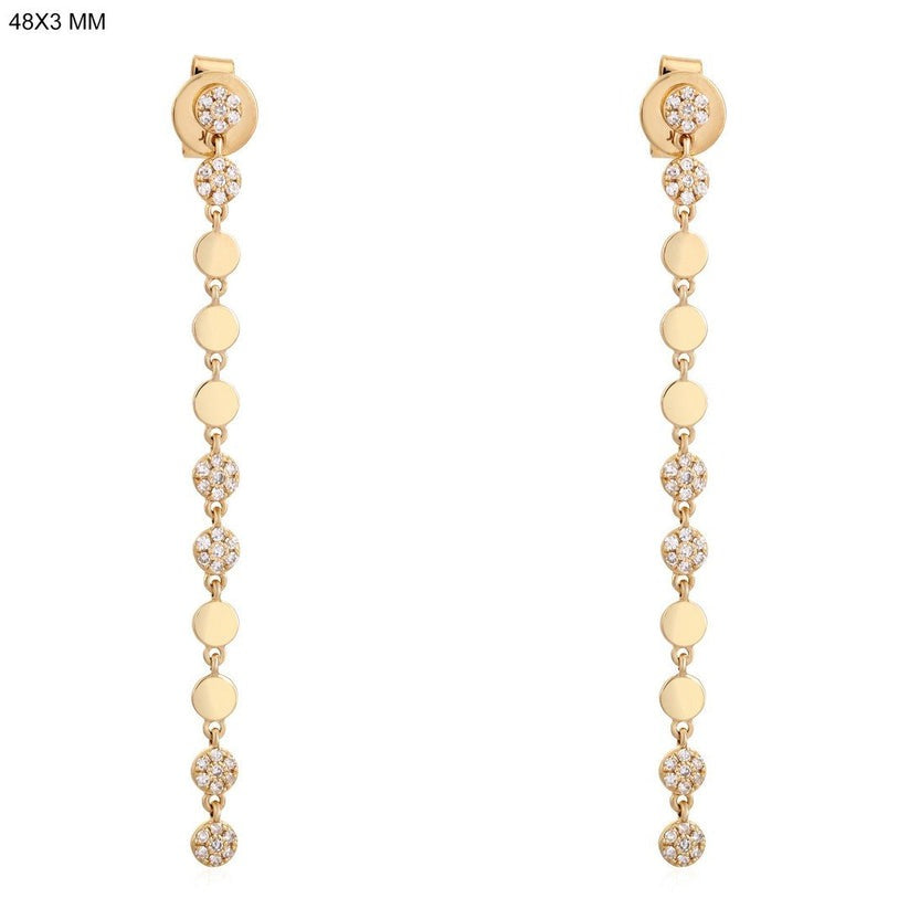 Disc Danglers Diamond Drop Earrings in 14K Gold