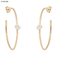 Open Hoop Diamond Accent Earrings in 14K Yellow Gold