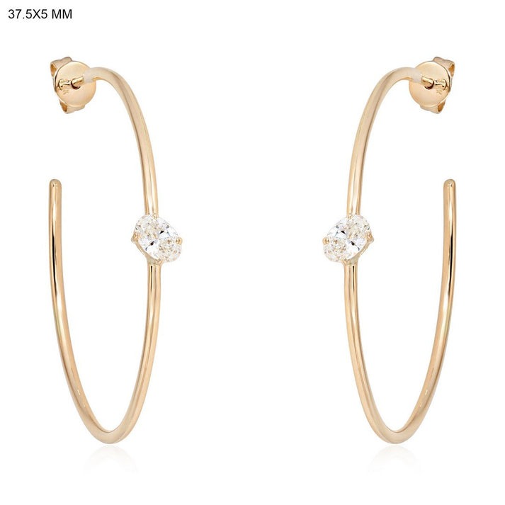 Open Hoop Diamond Accent Earrings in 14K Yellow Gold