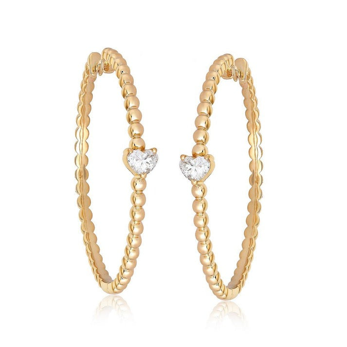 Two Diamond Empress Hoop Earrings in 14K Yellow Gold