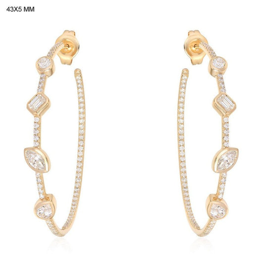 Spring Bloom Hoops Diamond Earrings in 14K Yellow Gold