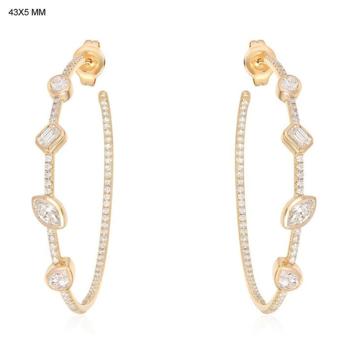 Spring Bloom Hoops Diamond Earrings in 14K Yellow Gold