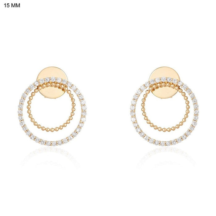 Double Circle Diamond Stud Earrings in 14K Yellow Gold