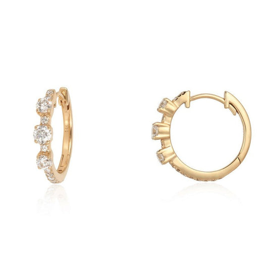 Round Dream Diamond Huggies Earrings in 14K Yellow Gold