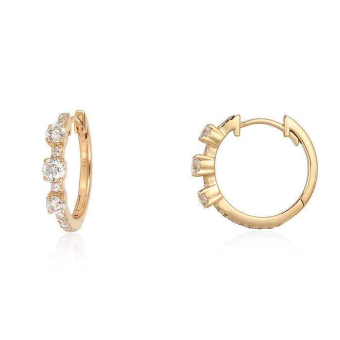 Round Dream Diamond Huggies Earrings in 14K Yellow Gold
