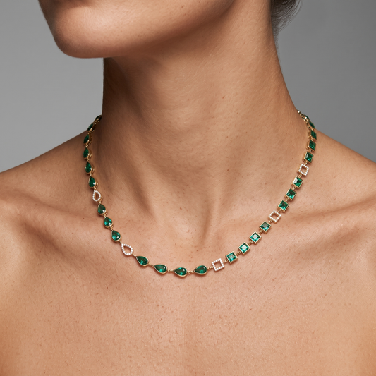 Dynamic Black Enamel Link Necklace in 14K Yellow Gold