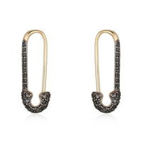 Pave Safety Pin Diamond Earrings in 14K Gold