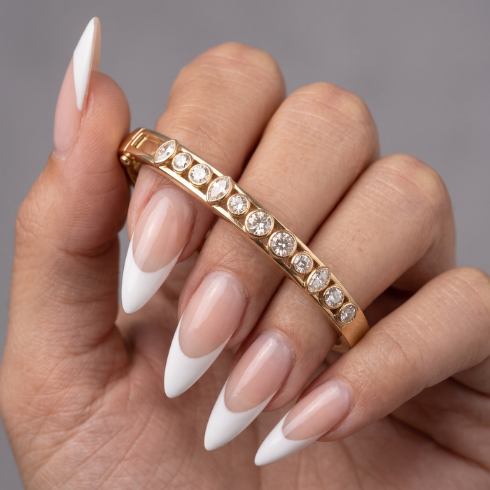 Round Pear Cut Diamonds Bangle Bracelet in 14K Gold