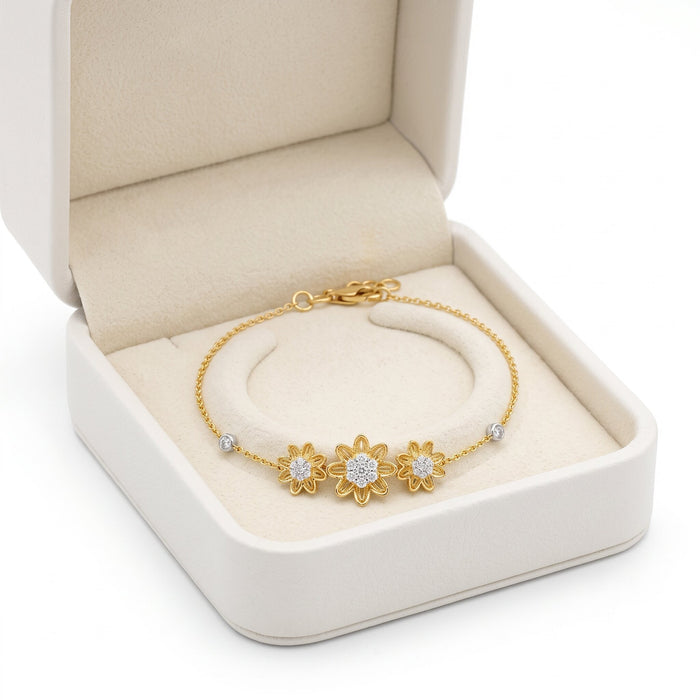 Fancy Golden Diamond Link Bracelet in 14K Yellow Gold