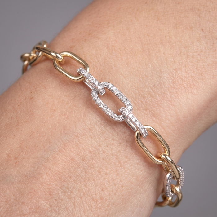 Brilliance Diamond Link Bracelet in 14K Yellow Gold