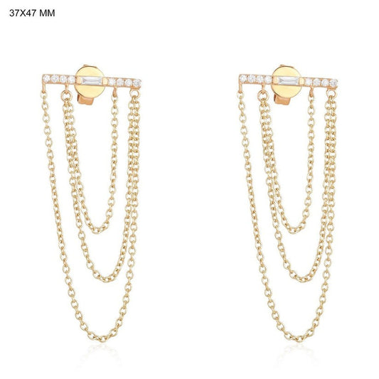 Opulent Cascade Diamond Drop Earrings in 14K Yellow Gold