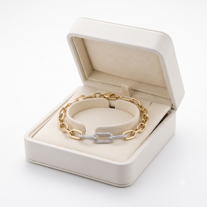 Brilliance Diamond Link Bracelet in 14K Yellow Gold