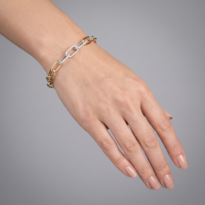 Brilliance Diamond Link Bracelet in 14K Yellow Gold