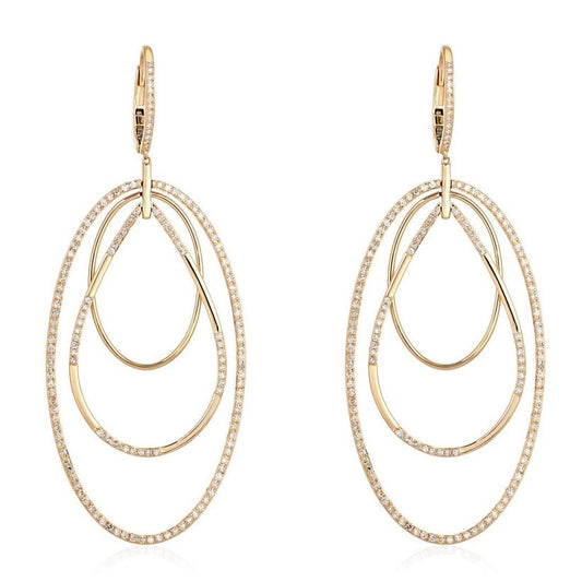 Classy Shiny Diamond Drop Earrings in 14K Yellow Gold