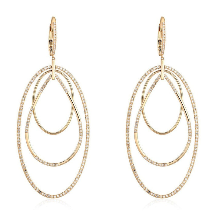 Classy Shiny 14K (or 18k upon request) Yellow Gold Diamond Drop Earrings