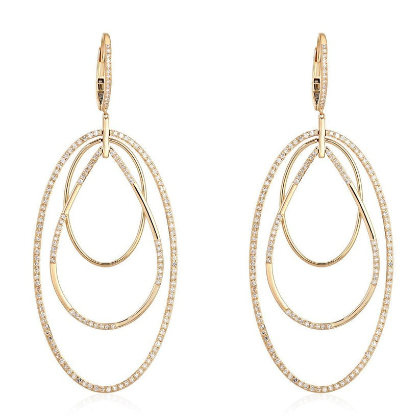 Classy Shiny Diamond Drop Earrings in 14K Yellow Gold