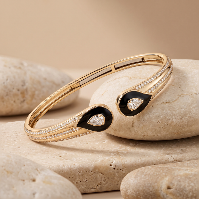Heritage Shine Diamond Bangle Bracelet in 14K Yellow Gold