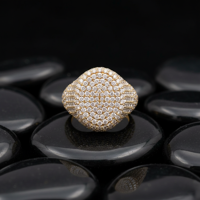 Celeste Aura 14K Gold Diamond Pave Dome Ring