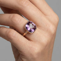 Amethyst Cushion Cut 14K Gold Ring