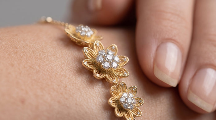 Fancy Golden Diamond Link Bracelet in 14K Yellow Gold