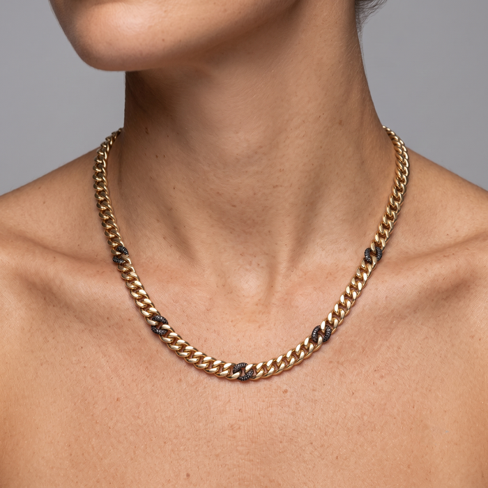 Diamond Allure Link Necklace in 14K Yellow Gold