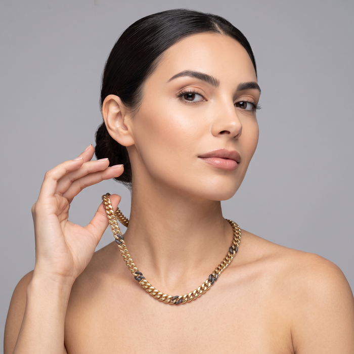 Diamond Allure Link Necklace in 14K Yellow Gold