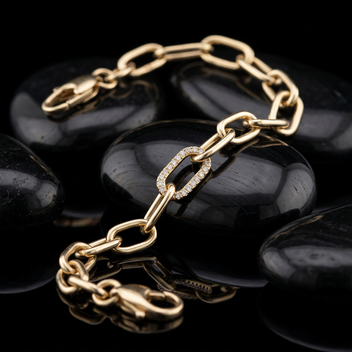 60 Chain Link Diamond Bracelet in 14K Yellow Gold