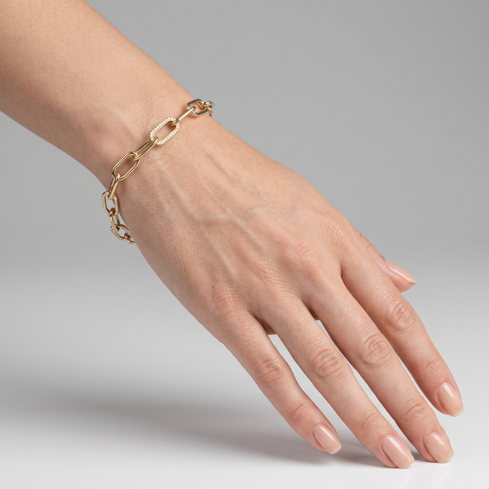 60 Chain Link Diamond Bracelet in 14K Yellow Gold
