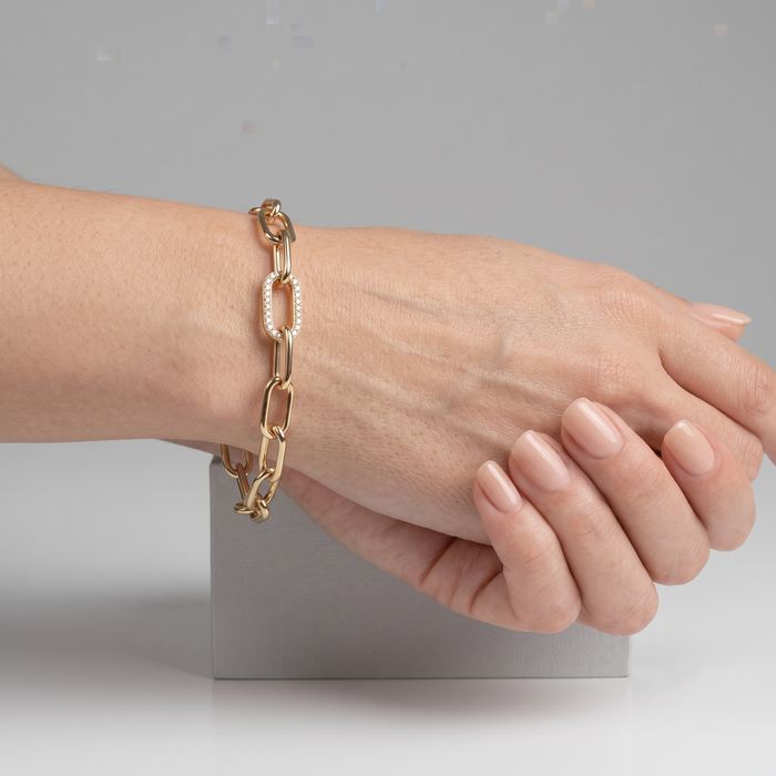 60 Chain Link Diamond Bracelet in 14K Yellow Gold