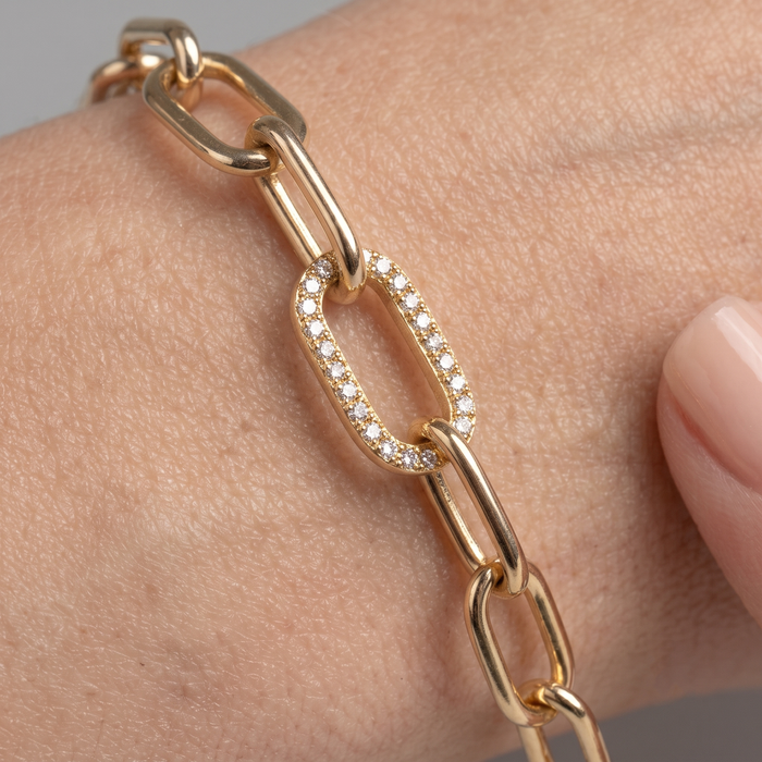 60 Chain Link Diamond Bracelet in 14K Yellow Gold