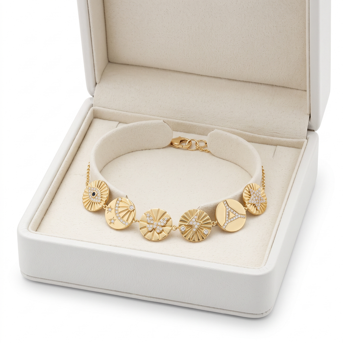 Mystic Talisman Bangle Charm Bracelet in 14K Yellow Gold