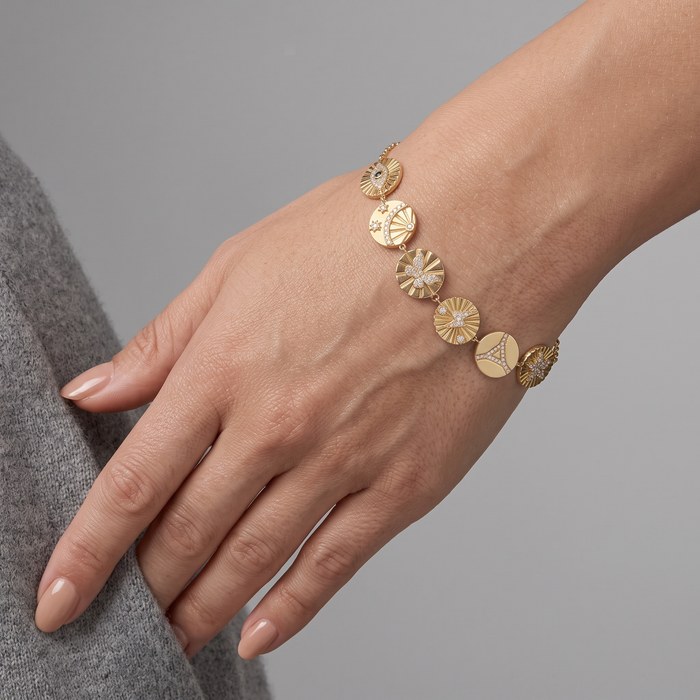 Mystic Talisman Bangle Charm Bracelet in 14K Yellow Gold