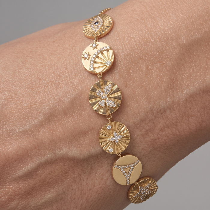Mystic Talisman Bangle Charm Bracelet in 14K Yellow Gold