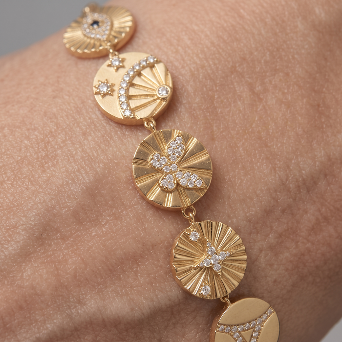 Mystic Talisman Bangle Charm Bracelet in 14K Yellow Gold