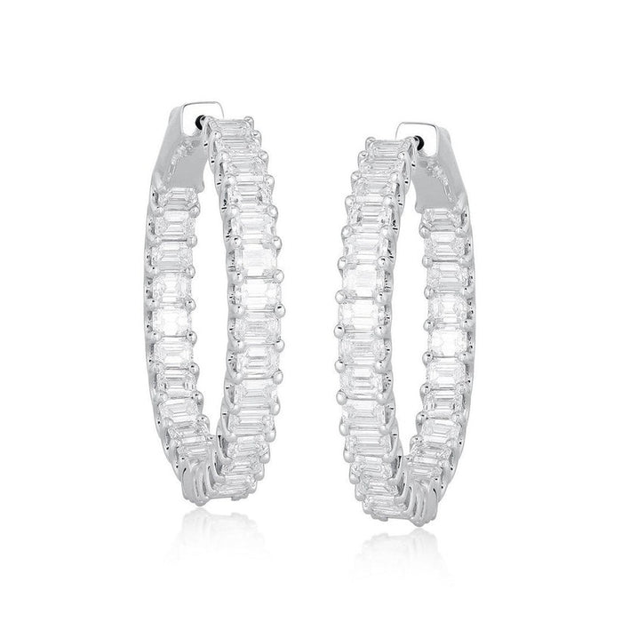 Round Diamond Aesthetic Huggies Earrings in 18K White Gold