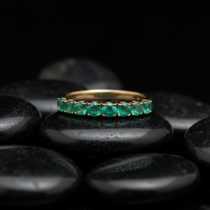 Emerald Eternity 14K Gold Band Ring