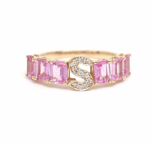Blush Signature Pink Sapphire & Diamond Band Ring in 18K Yellow Gold