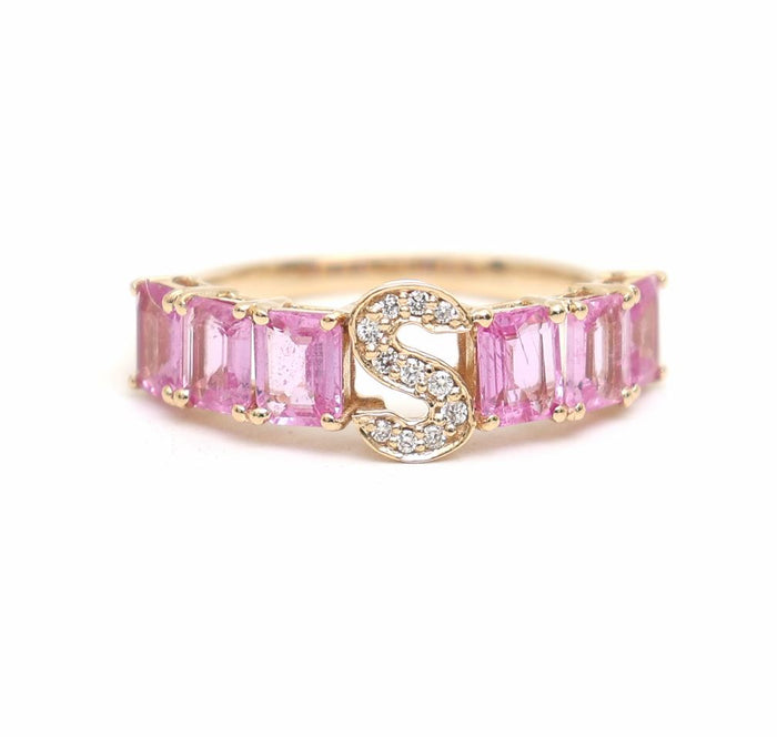 Blush Signature Pink Sapphire & Diamond Band Ring in 18K Yellow Gold