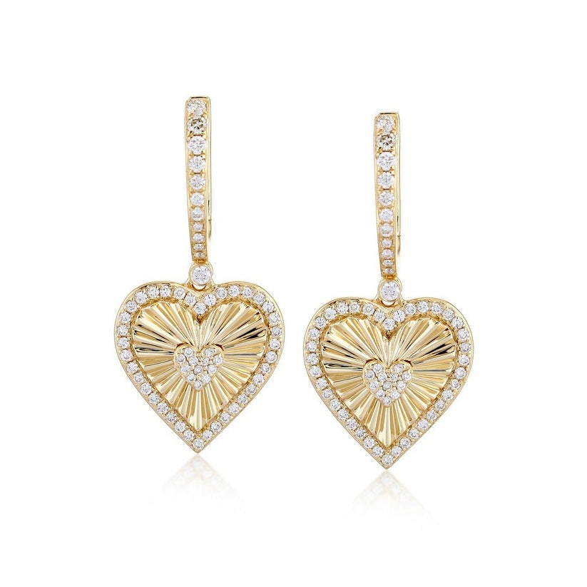 Shining Star Diamond Drop Halo Earrings in 14K Yellow Gold