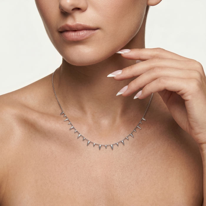 Gleam Diamond Station Necklace in 14K White Gold