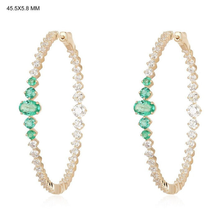 Emerald Eclipse Hoop Earrings in 14K Yellow Gold