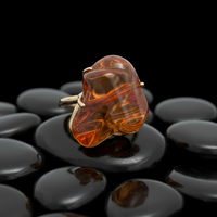 Organic Amber 14K Yellow Gold Statement Ring