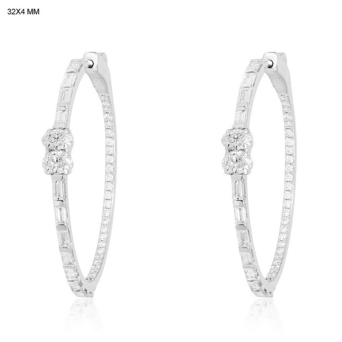 Round Shiny Hoop Earrings in 14K White Gold