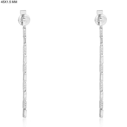 Linear Baguette Diamond Drop Earrings in 14K White Gold