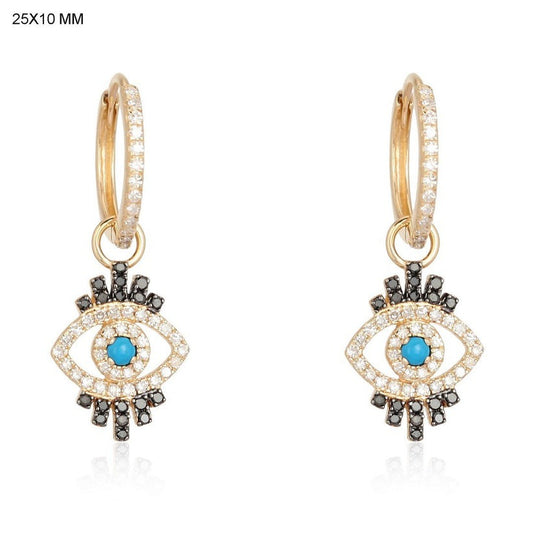 Eye Dazzle Diamond Danglers Drop Earrings in 14K Yellow Gold