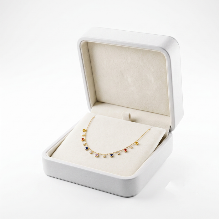 Crescent Blue Sapphire Moon Necklace in 14K Yellow Gold