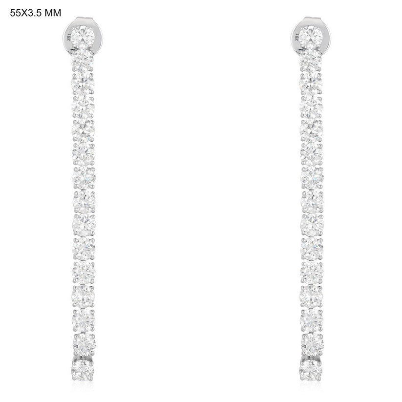 Eternity Line Diamond Drop Earrings in 18K White Gold